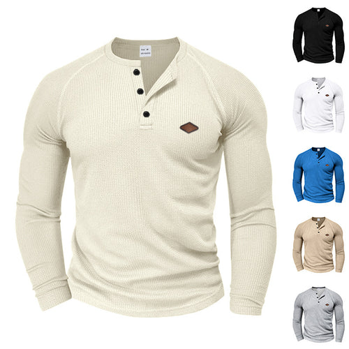 Long sleeve shirt for men in textured fabric with practical buttons Lune London