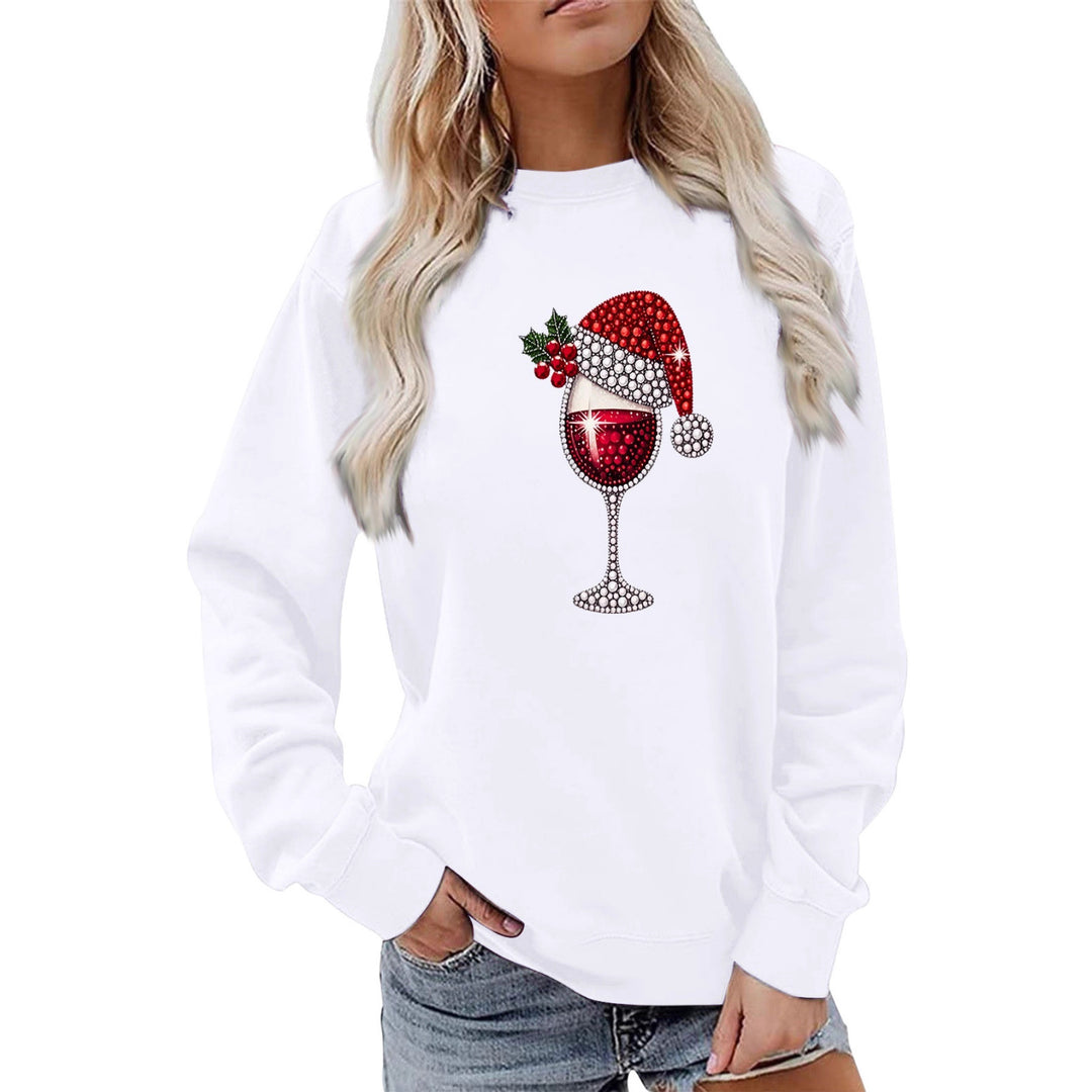 Sweatshirt pour femmes avec doublure douce et motif festif en vin Chic & Stil