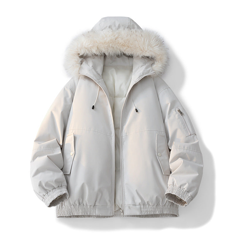 Ladies warm winter jacket with removable hood and luxurious synthetic fur Lune London