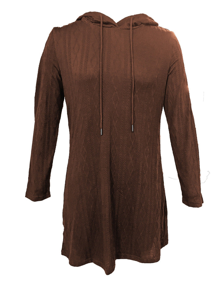 Hooded dress for women with textured knitted pattern and relaxed fit Lune London