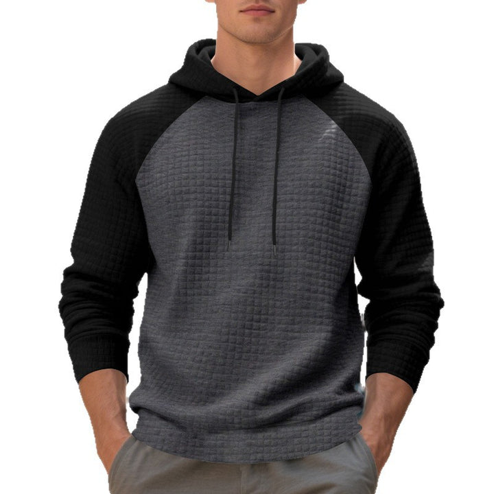 Men's textured fabric hooded sweatshirt with contrasting color sleeves Lune London
