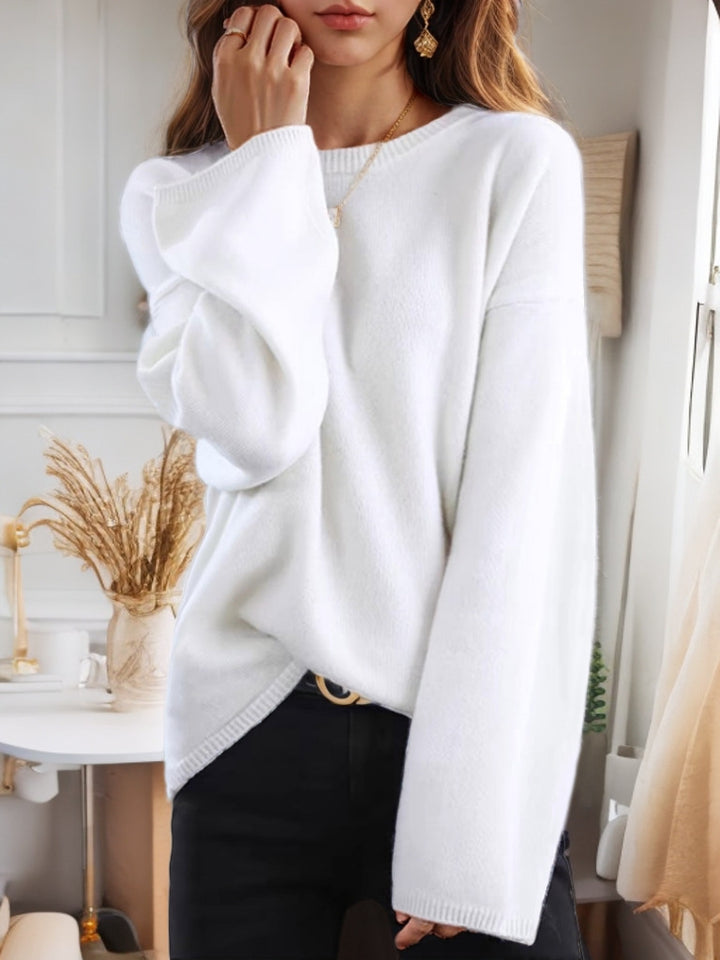 Ladies Comfortable Knit Sweater with Loose Fit and Wide Sleeves Lune London