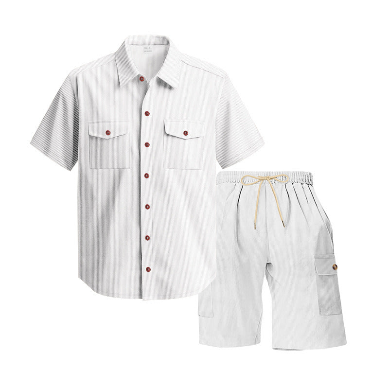 Casual short sleeve shirt for men and leisure shorts set with practical pockets Lune London
