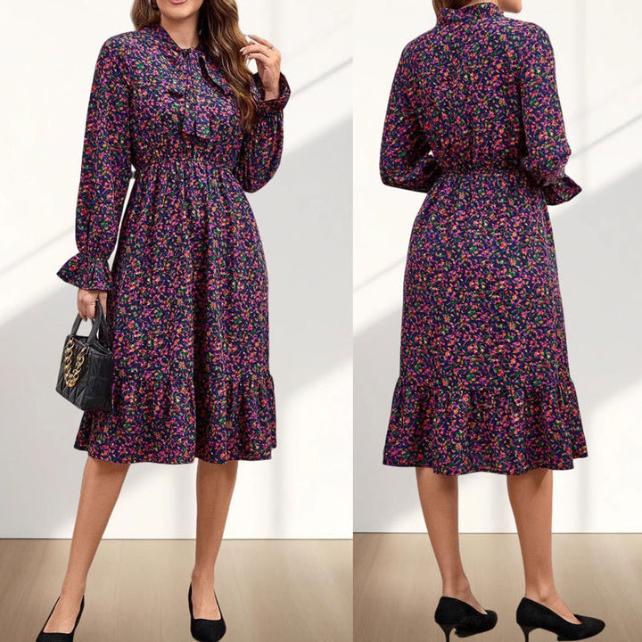 Ladies Vintage Floral Midi Dress Lune London