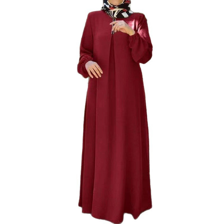 Maxi dress for women with elegant high collar and raglan sleeves Lune London