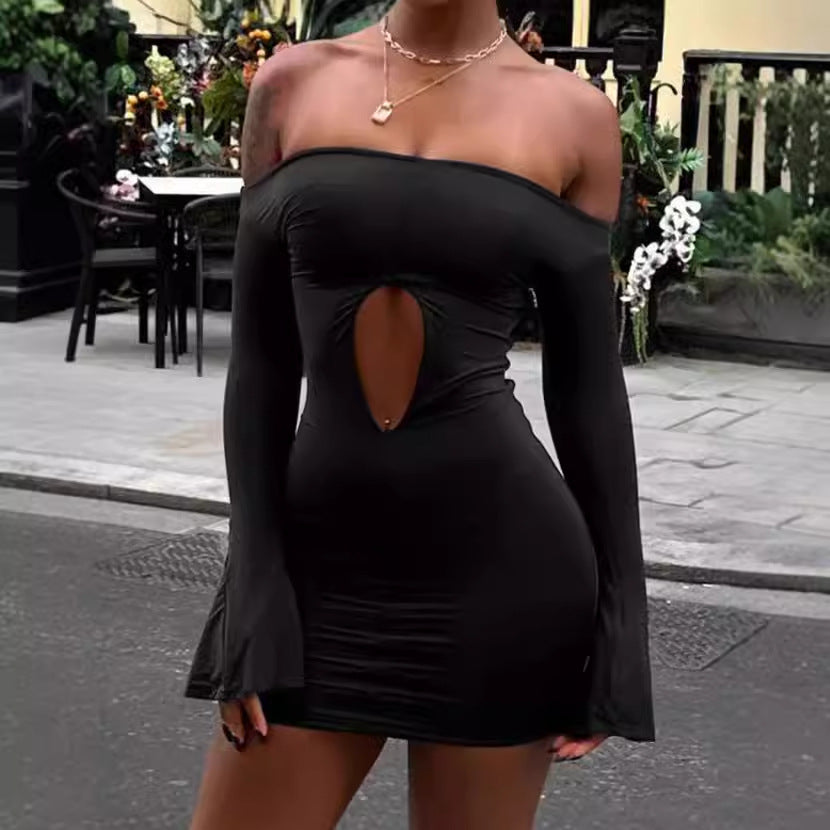 Off-shoulder mini dress for women with Lune London neckline