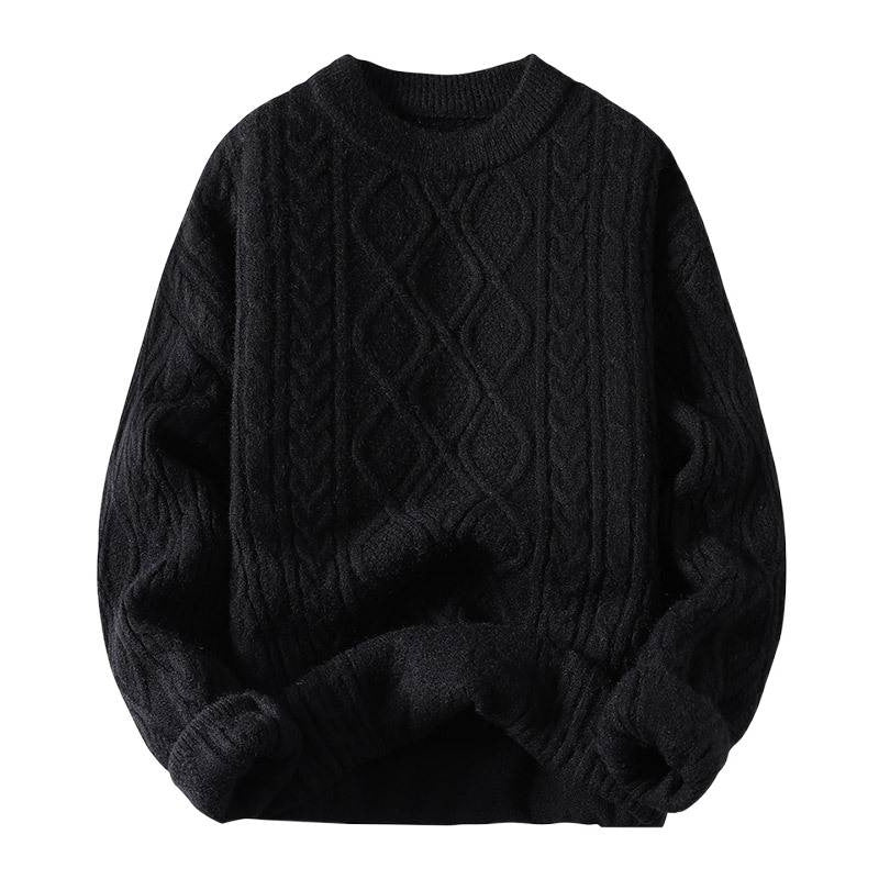 Thick knit pullover for women with a contemporary cable pattern and a classic round neck Lune London