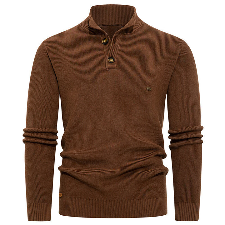 Knit sweater for men with button details and modern high collar Lune London