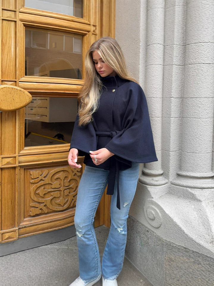 Ladies modern cape with waist belt Lune London