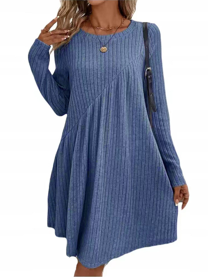 Casual knitted dress for women with long sleeves and asymmetrical hem Lune London