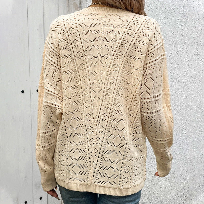 Knitted jacket for women with a delicate hole pattern and a relaxed fit Lune London