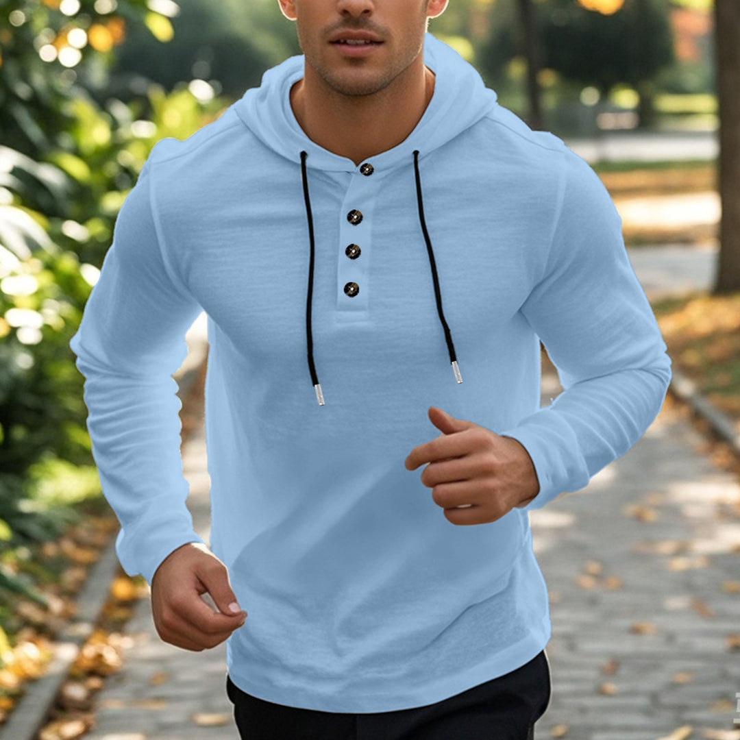 Men's sporty hoodie with button placket and functional pockets Lune London