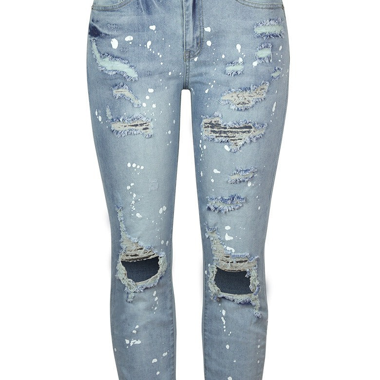 Skinny jeans for women with a trendy distressed effect and a high waist Lune London