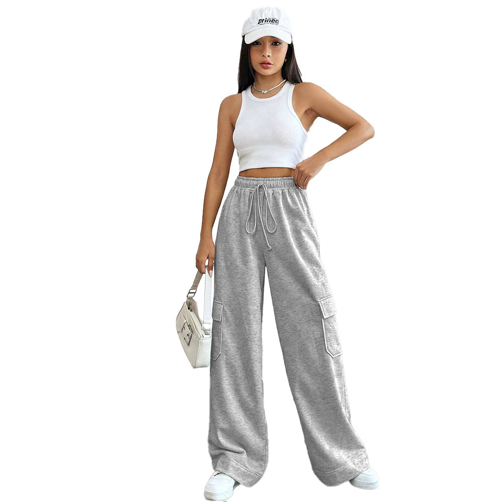 Pantalons cargo pour femmes avec jambes larges et taille élastique Chic & Stil