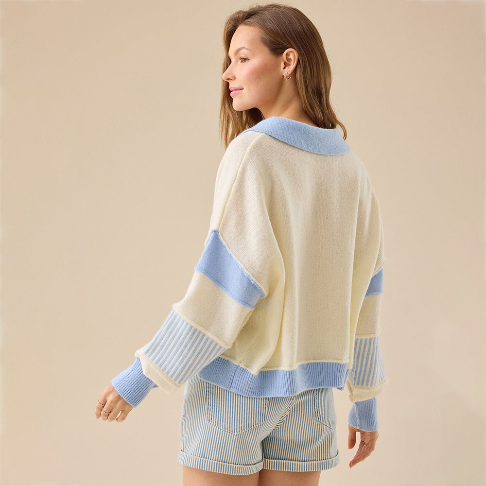 Women Casual Sweater with Modern Collar and Structured Design Lune London