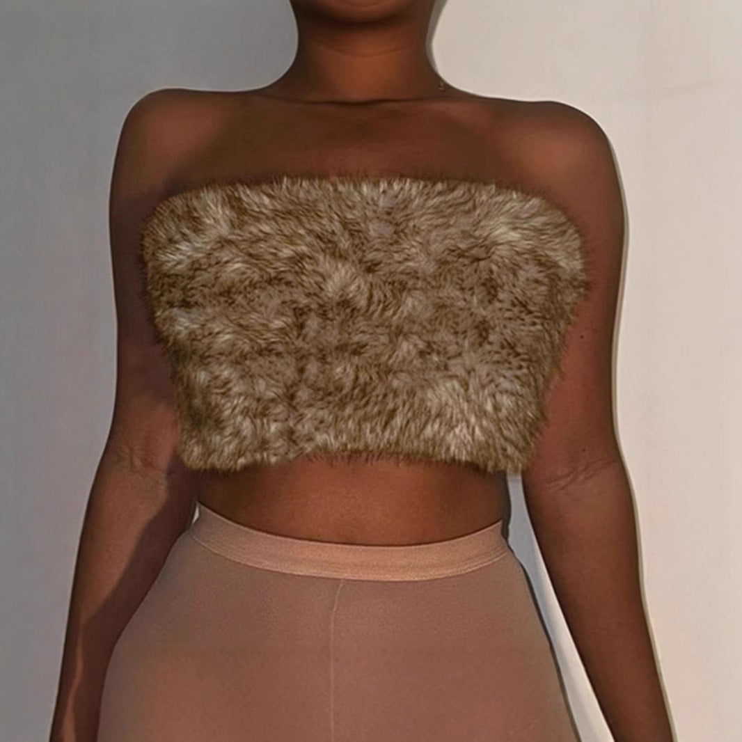 Ladies Bustier in elegant faux fur Lune London