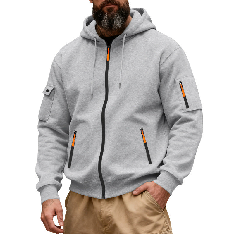 Practical hoodie for men with functional zippered pockets Lune London