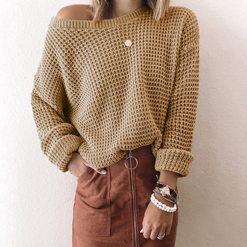 Casual knit sweater for women with a loose fit and an off-shoulder design Lune London