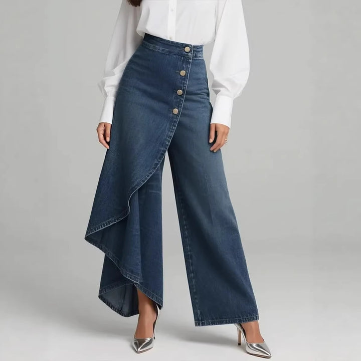 Women's denim skirt with asymmetric cut and button details Chic & Stil