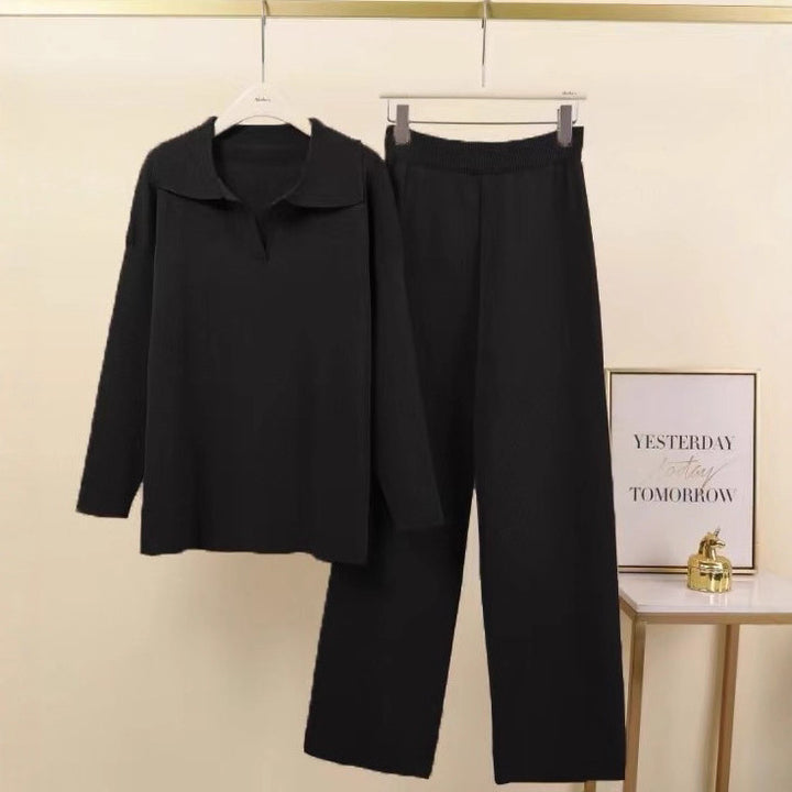 Women Elegant set of casual pants and blouses with collar Lune London