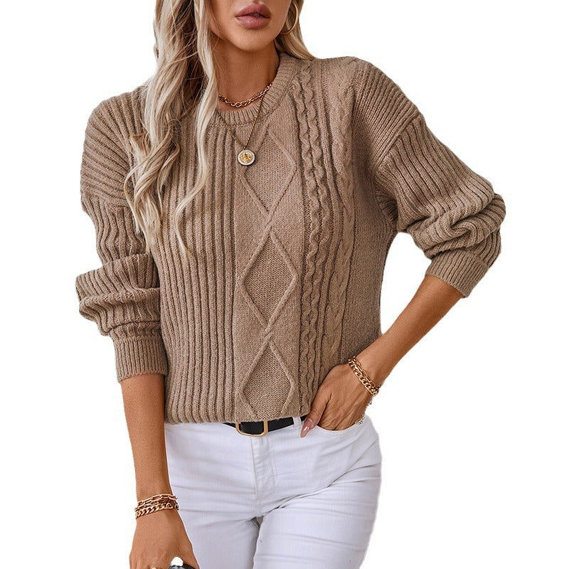 Fashion knitted sweater for women with structured patterns and a round neckline Lune London