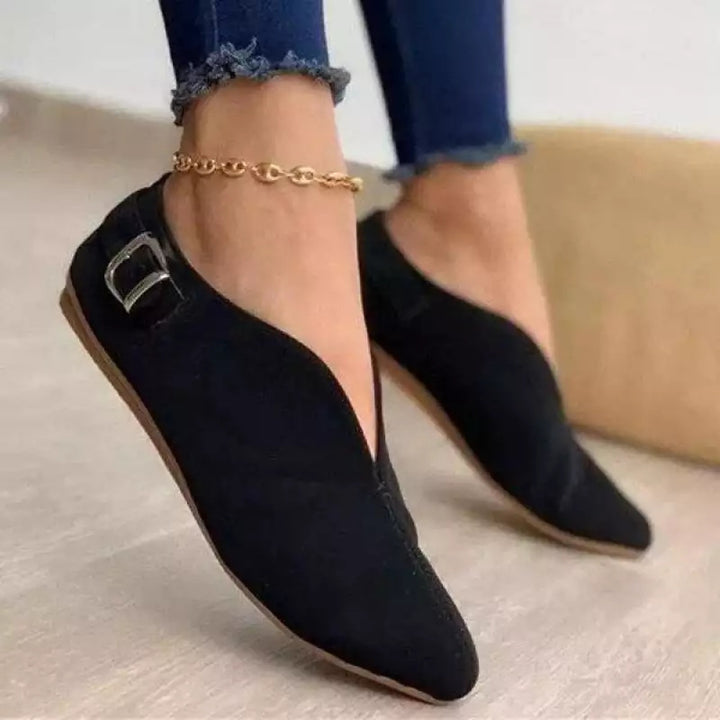 Semi-formal shoes for women with an elegant buckle and an open design Lune London
