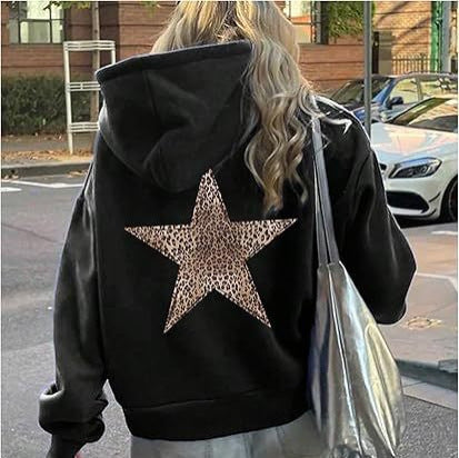 Casual women’s hoodie with leopard pattern on star Lune London