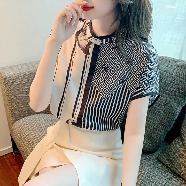 Blouse de mode femme avec motif graphique et détails élégants Chic & Stil