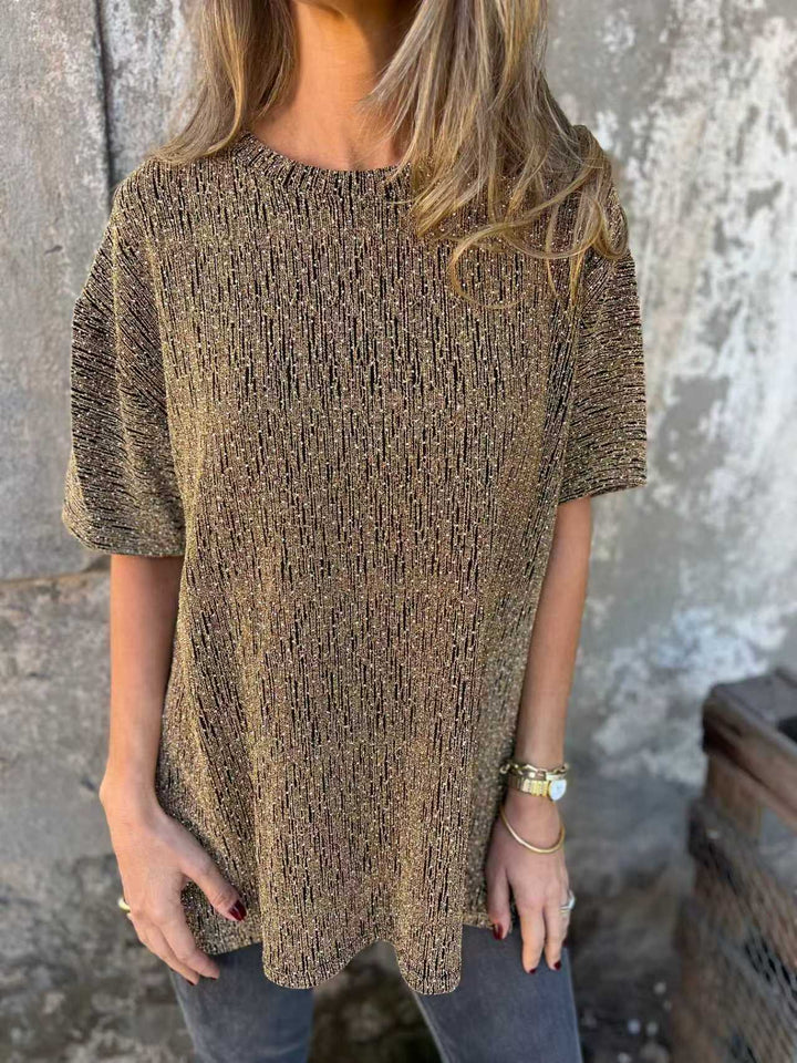 Women's Oversized T-Shirt with Glitter Stones and Casual Cut Lune London
