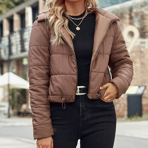 Casual quilted jacket for women with adjustable waist and hood Chic and Style