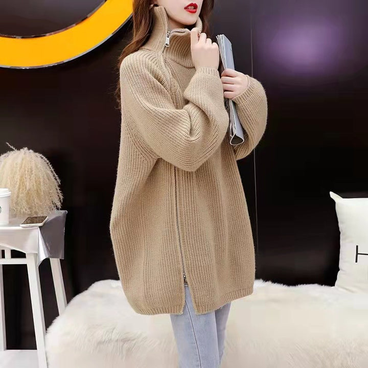 Pull en tricot oversize pour femmes avec col montant Chic & Stil