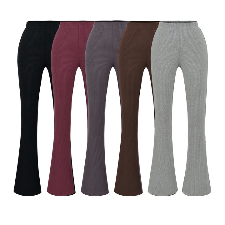 Elegant flared pants for women with a high waist and fine rib design Lune London