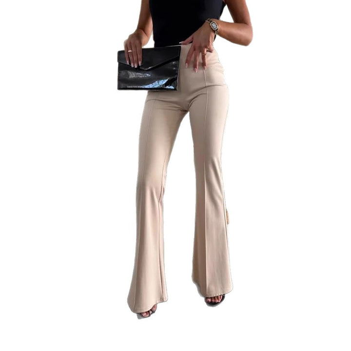 Ladies Elegant High-Waisted Flared Trousers with Flattering Cut Lune London