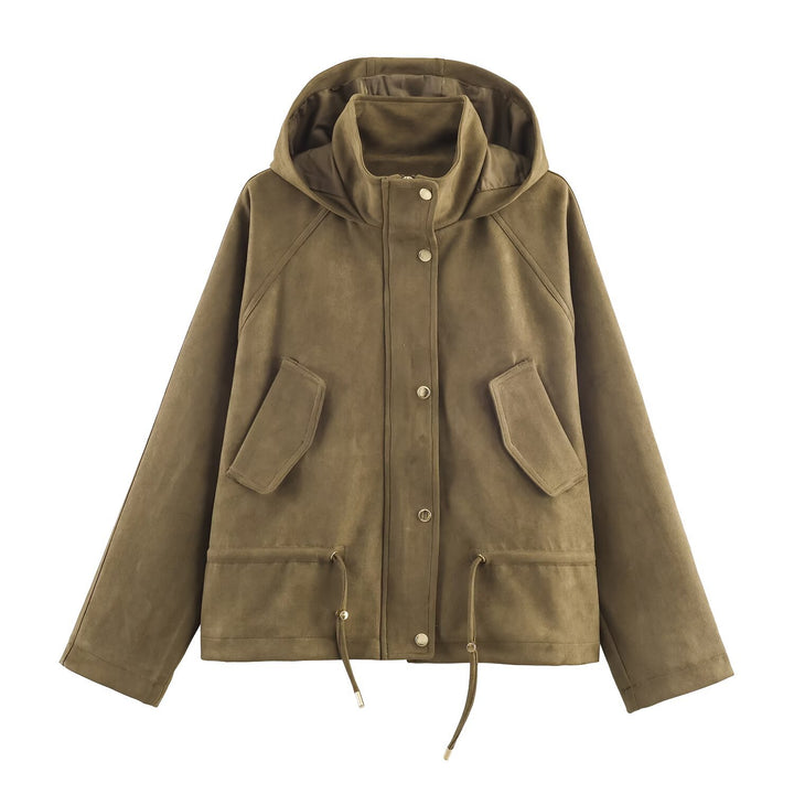 Modern women's transitional jacket with hood and practical pockets Lune London