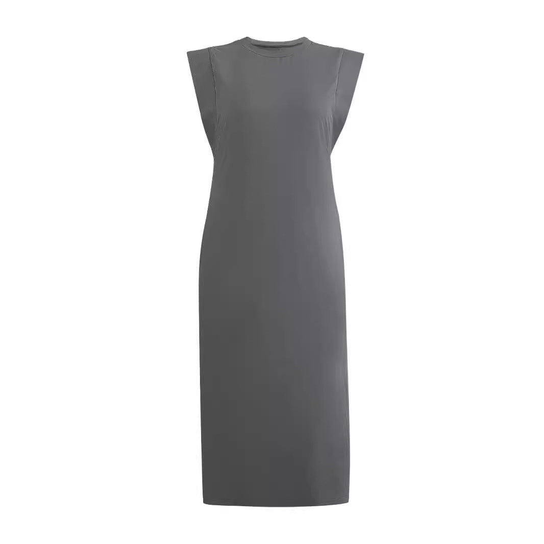 Maxi dress for women with clean lines and modern details on the shoulders Lune London