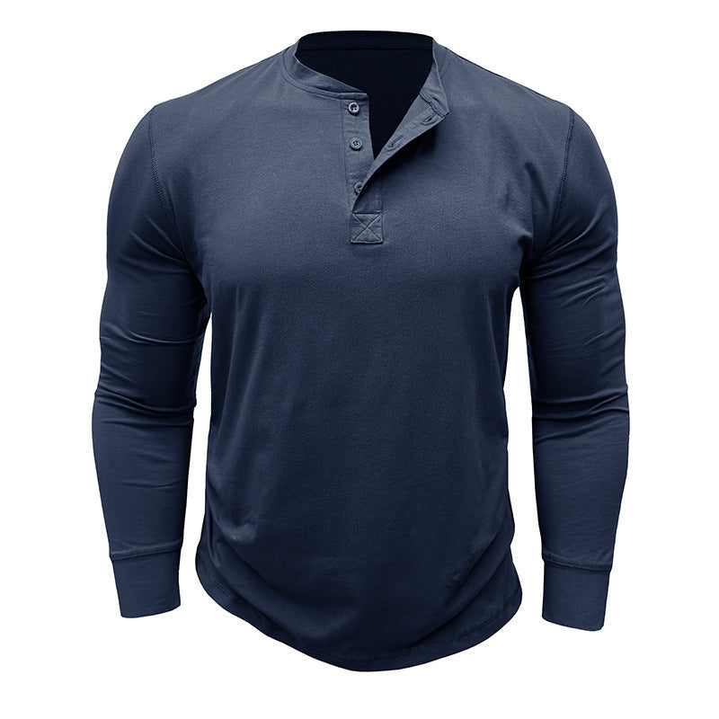 Men's long sleeve Henley shirt with stylish buttons and a high quality cotton blend Lune London