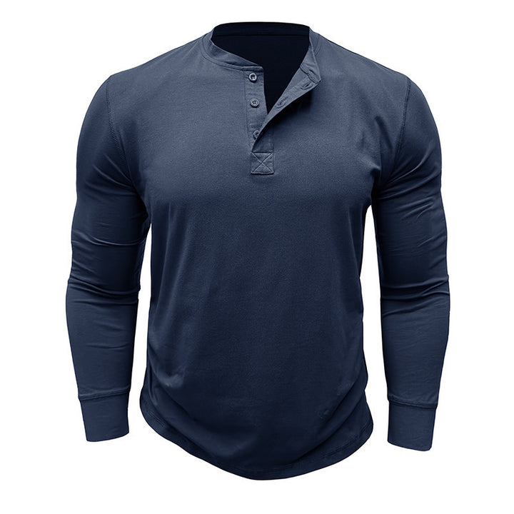 Men's long sleeve Henley shirt with stylish buttons and a high quality cotton blend Lune London