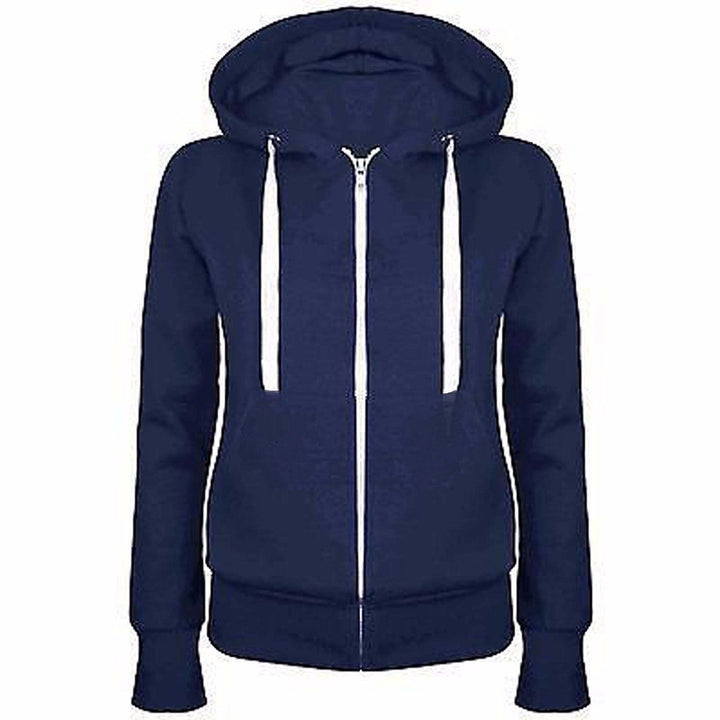 Ladies Hooded Sports Jacket with Practical Pockets and Zipper Lune London