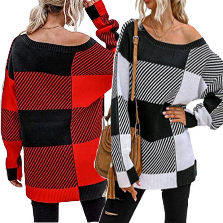 Chunky knit sweater for women with a modern block design Lune London