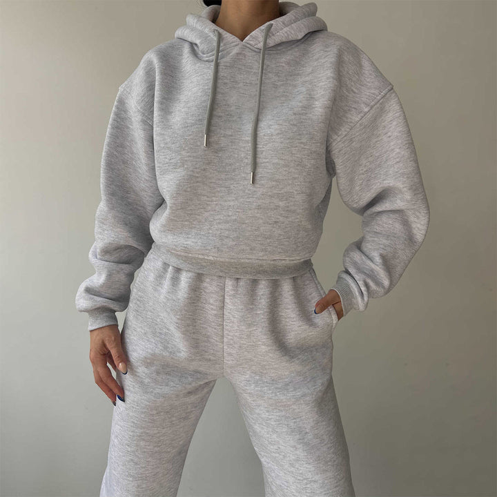 Casual cropped hoodie and jogger set for women Lune London