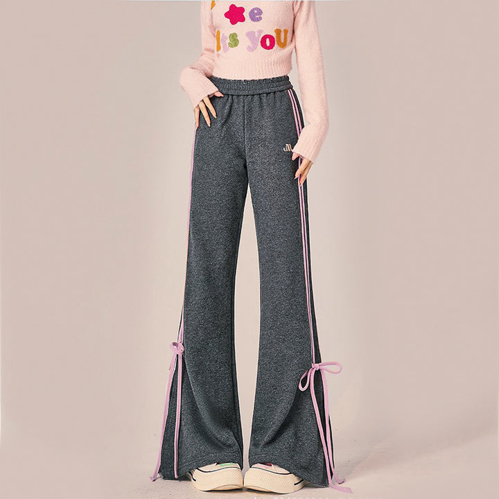 Women's loose-fitting leisure pants with decorative tie bands Chic & Stil