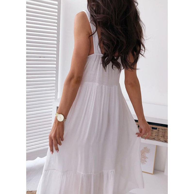 Maxi dress with bohemian lace details for women Lune London