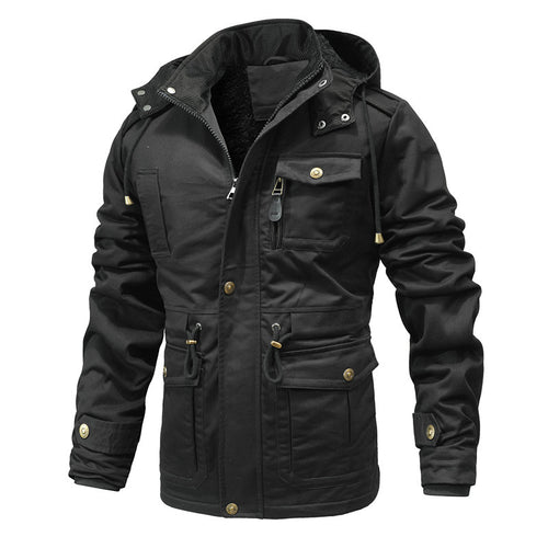 Trendy multifunctional jacket for men with removable hood and fleece lining Lune London
