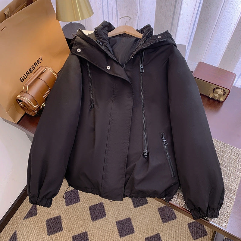 Ladies Lightweight Transitional Jacket with Adjustable Hood and Practical Pockets Lune London