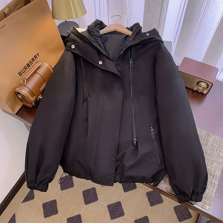 Ladies Lightweight Transitional Jacket with Adjustable Hood and Practical Pockets Lune London