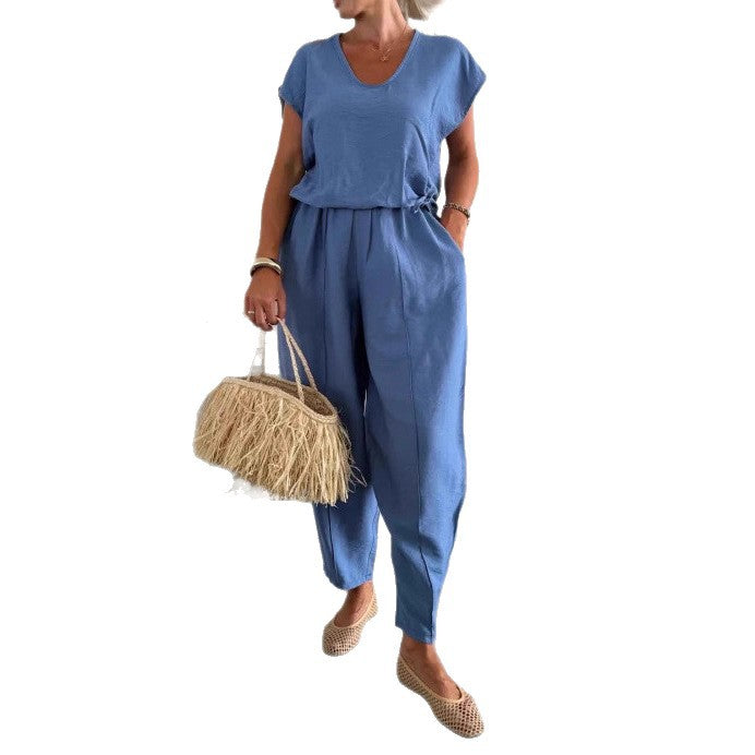 Combinaison décontractée pour femmes avec taille élastique et poches Chic & Stil