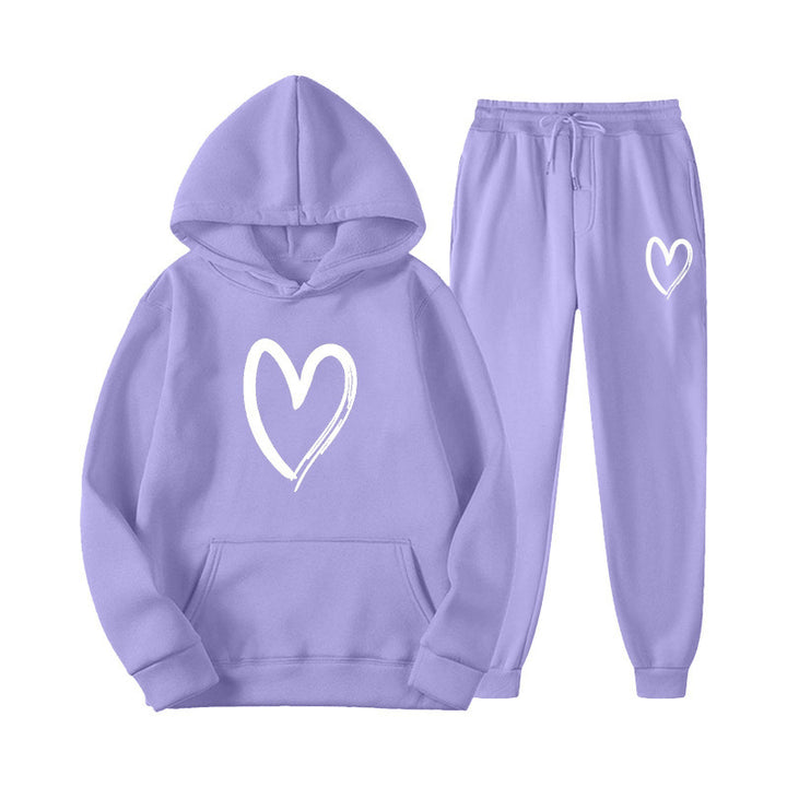 Women's sweatsuit with kangaroo pocket and heart-shaped print Lune London