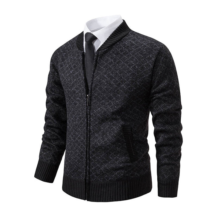 Smart knitted jacket for men with fashionable zip and side pockets Lune London