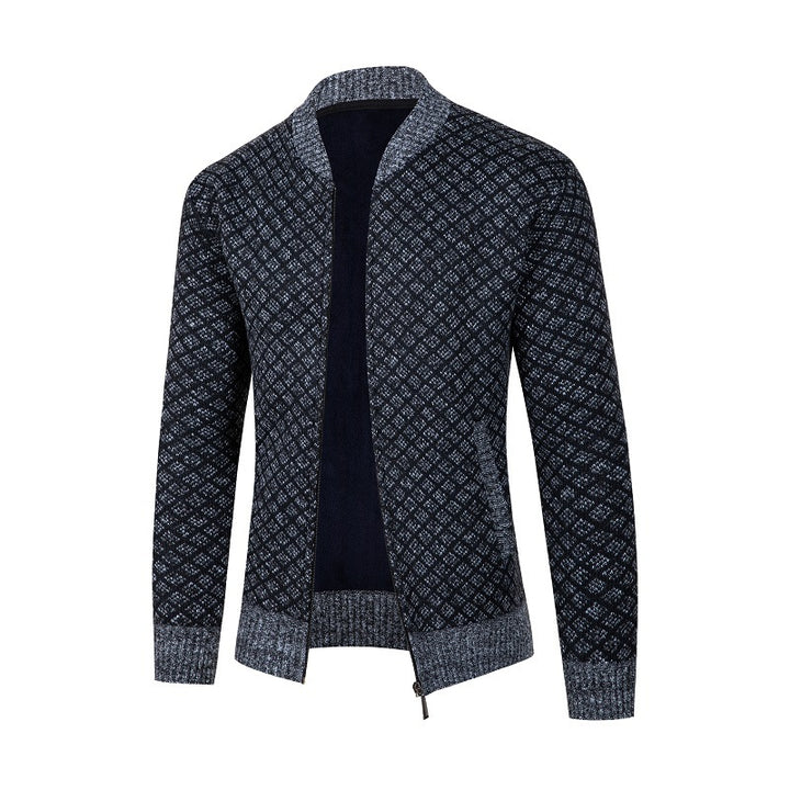 Men's knit jacket with a modern diamond pattern and zipper Lune London