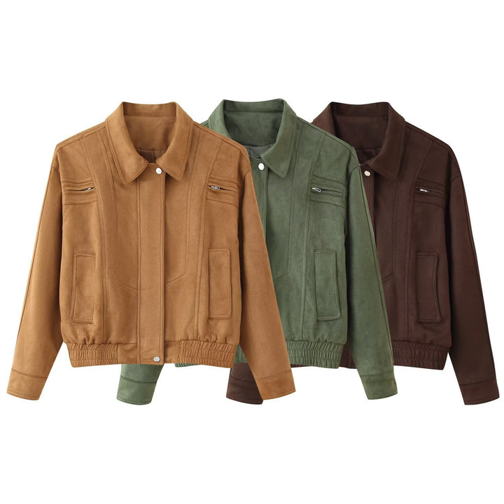 Elegant suede jacket for women with practical pockets Lune London